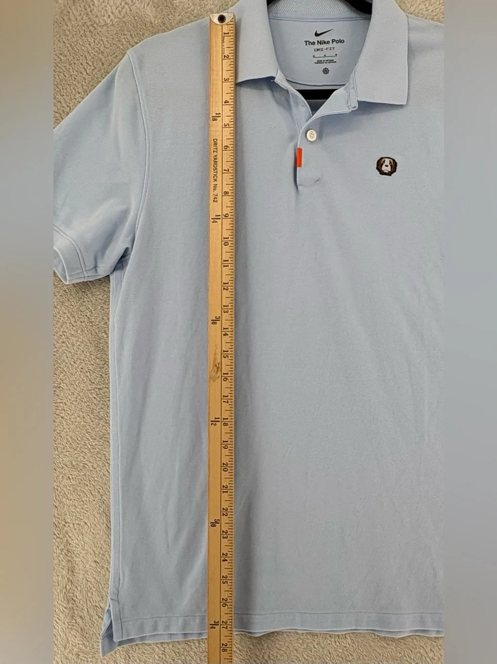 Nike Polo Men's Medium Light Blue Dri-FIT Bear Logo Short Sleeve Golf Shirt